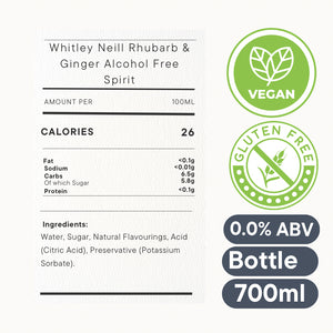 Whitley Neill Rhubarb &amp; Ginger Alcohol Free Spirit 70cl
