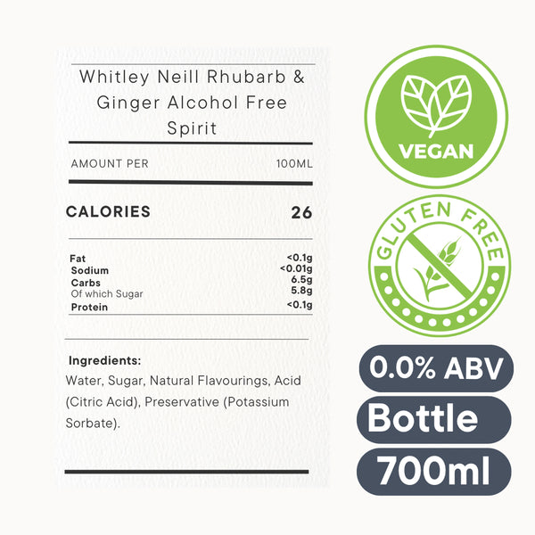 Whitley Neill Rhubarb &amp; Ginger Alcohol Free Spirit 70cl