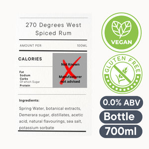 270 Degrees West - Spiced Caribbean, 100% Alcohol-Free Rum Alternative, 700ml