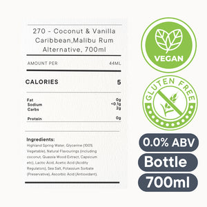 270 Coconut & Vanilla Caribbean – Alcohol Free Malibu Rum Alternative 700ml