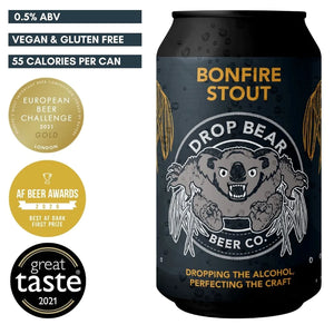 Drop bear, BONFIRE STOUT 0.5% alcohol free beer