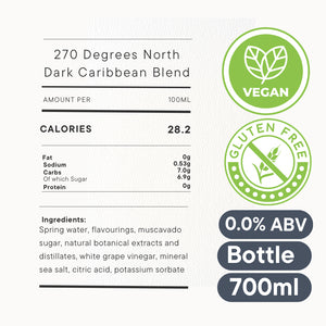 270 Degrees North - Dark Caribbean, 100% Alcohol-Free Rum Alternative, 700ml
