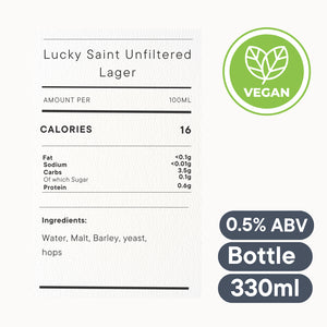 Lucky Saint Unfiltered Lager 0.5% – Premium Non-Alcoholic Beer